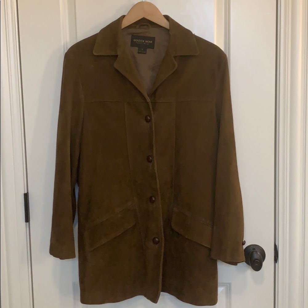 Vintage Golden Bear Suede Leather Coat - Sz M